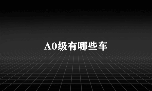 A0级有哪些车