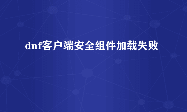 dnf客户端安全组件加载失败