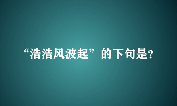 “浩浩风波起”的下句是？
