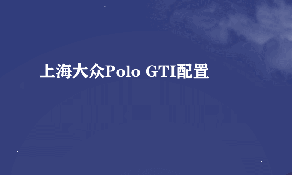 上海大众Polo GTI配置