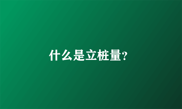 什么是立桩量？