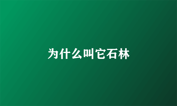 为什么叫它石林