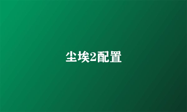 尘埃2配置