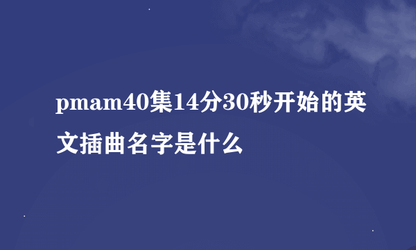 pmam40集14分30秒开始的英文插曲名字是什么