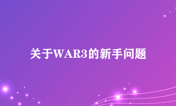 关于WAR3的新手问题