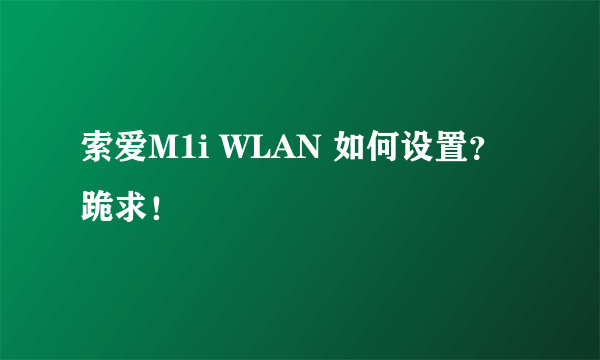 索爱M1i WLAN 如何设置？跪求！