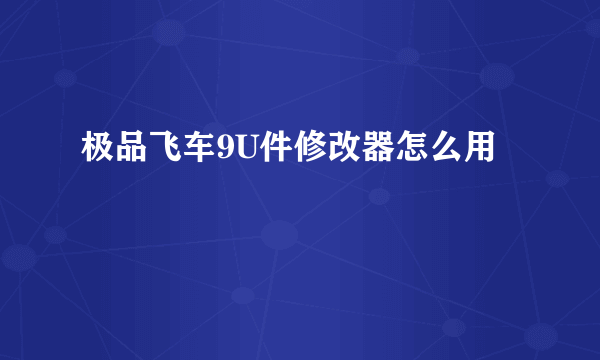 极品飞车9U件修改器怎么用