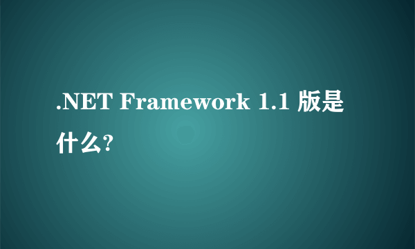 .NET Framework 1.1 版是什么?