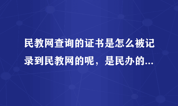民教网查询的证书是怎么被记录到民教网的呢，是民办的都可以查询到么？