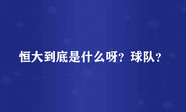 恒大到底是什么呀？球队？