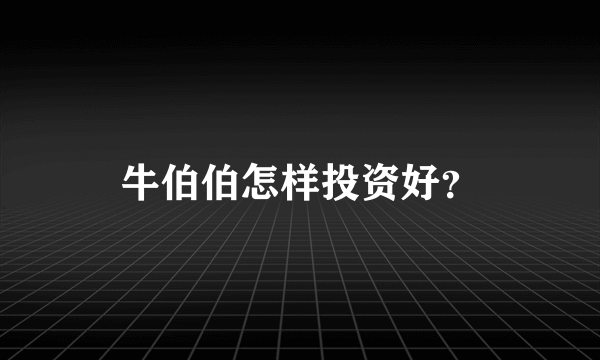 牛伯伯怎样投资好？