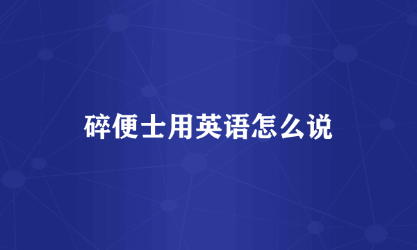 碎便士用英语怎么说