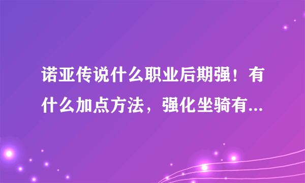 诺亚传说什么职业后期强！有什么加点方法，强化坐骑有什么秘籍