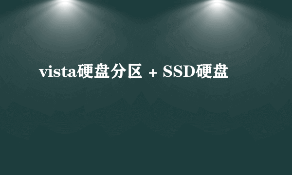vista硬盘分区 + SSD硬盘