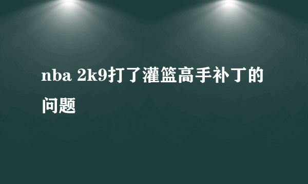 nba 2k9打了灌篮高手补丁的问题