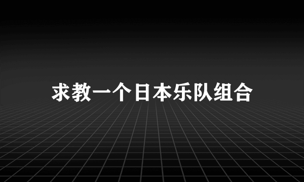 求教一个日本乐队组合