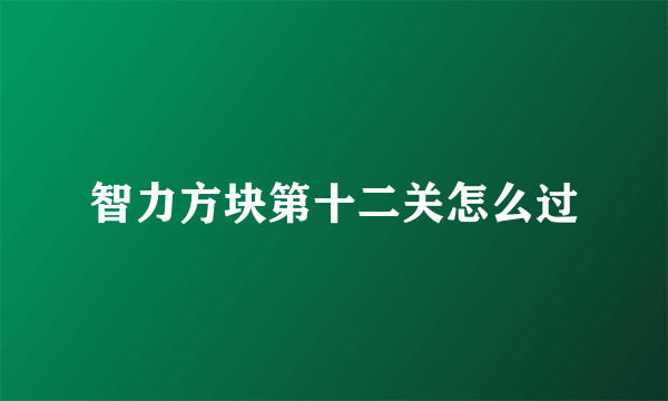 智力方块第十二关怎么过