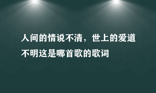 人间的情说不清，世上的爱道不明这是哪首歌的歌词