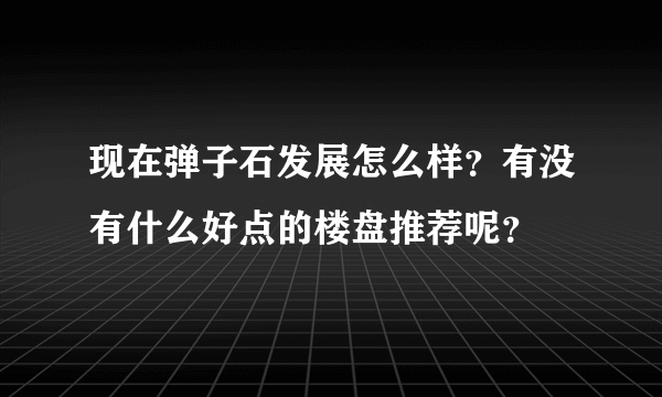 现在弹子石发展怎么样？有没有什么好点的楼盘推荐呢？