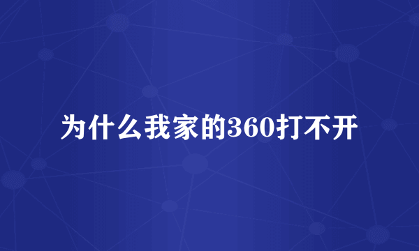 为什么我家的360打不开