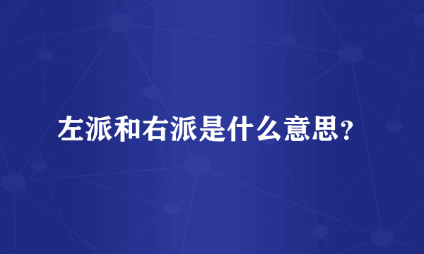 左派和右派是什么意思？