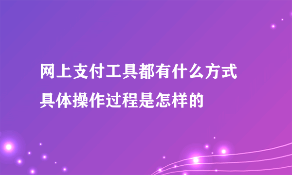 网上支付工具都有什么方式 具体操作过程是怎样的