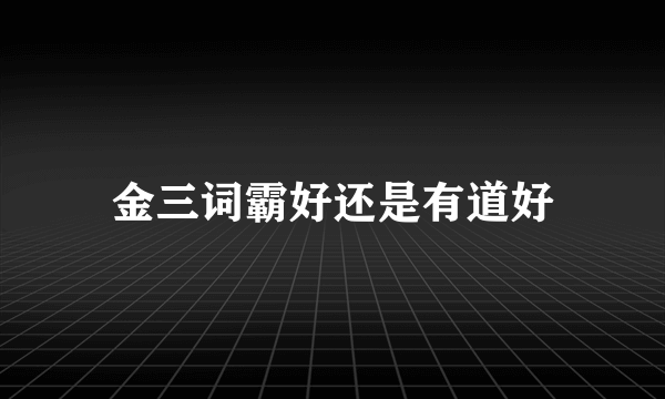 金三词霸好还是有道好