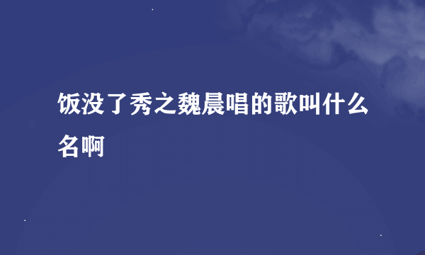 饭没了秀之魏晨唱的歌叫什么名啊