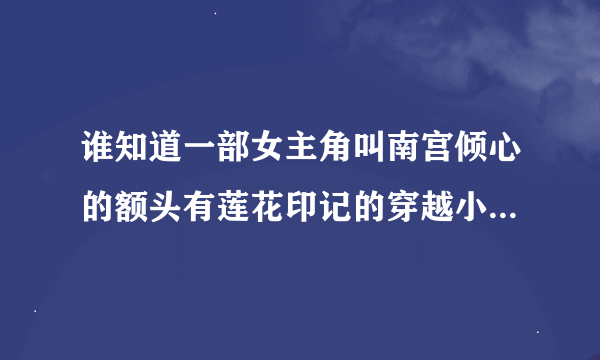 谁知道一部女主角叫南宫倾心的额头有莲花印记的穿越小说 以前看的时候这本书叫《青花瓷娃娃》