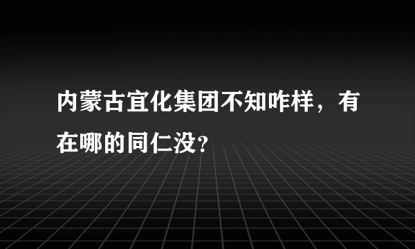 内蒙古宜化集团不知咋样，有在哪的同仁没？