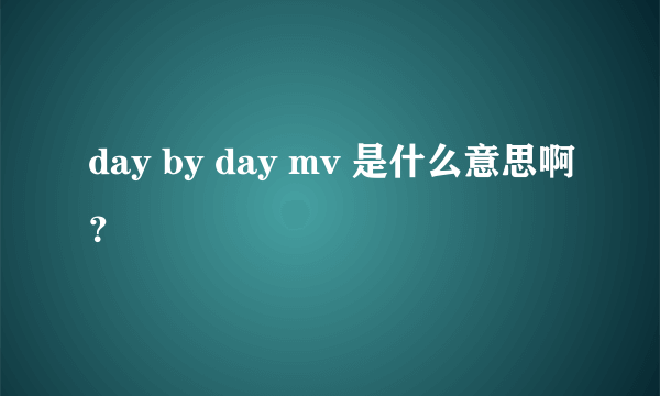 day by day mv 是什么意思啊？