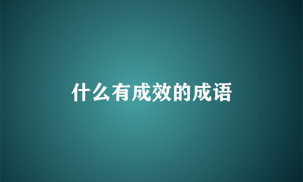 什么有成效的成语