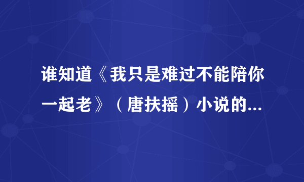 谁知道《我只是难过不能陪你一起老》（唐扶摇）小说的结局？详细一点的