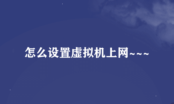 怎么设置虚拟机上网~~~