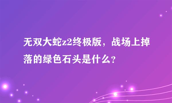 无双大蛇z2终极版，战场上掉落的绿色石头是什么？