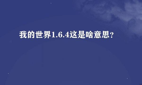 我的世界1.6.4这是啥意思？