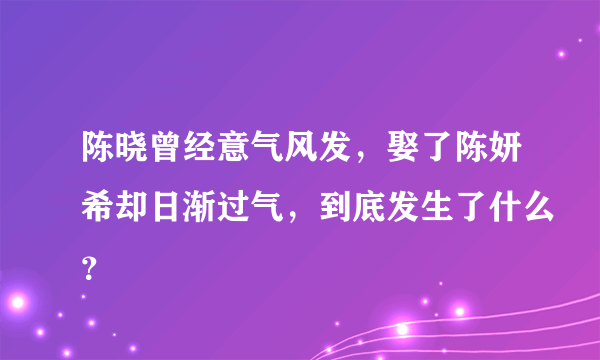 陈晓曾经意气风发，娶了陈妍希却日渐过气，到底发生了什么？