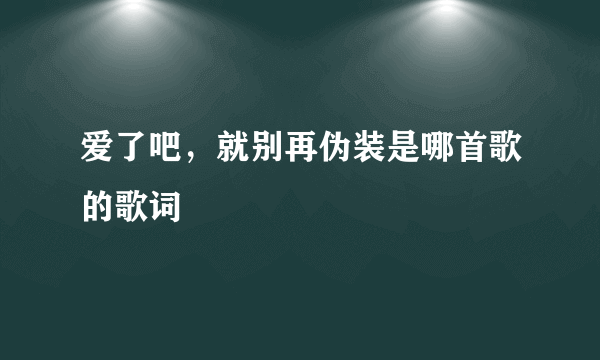 爱了吧，就别再伪装是哪首歌的歌词