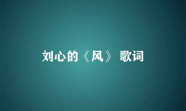 刘心的《风》 歌词