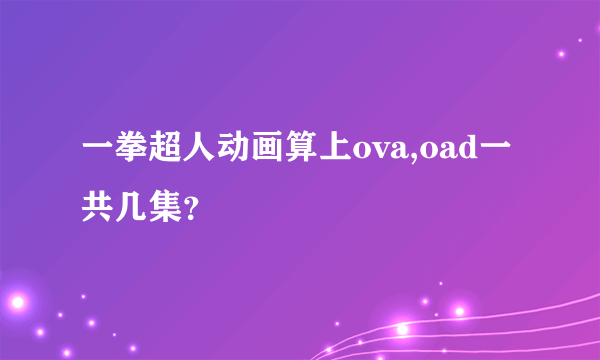 一拳超人动画算上ova,oad一共几集？