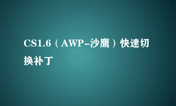 CS1.6（AWP-沙鹰）快速切换补丁