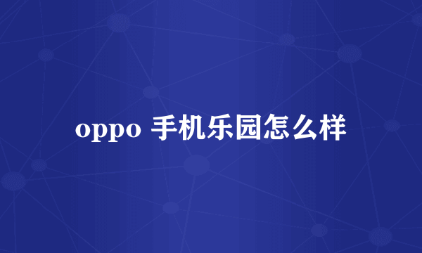 oppo 手机乐园怎么样