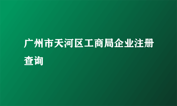 广州市天河区工商局企业注册查询