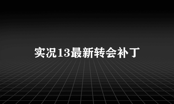 实况13最新转会补丁