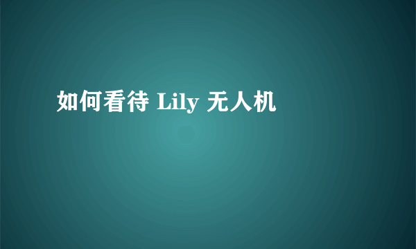 如何看待 Lily 无人机