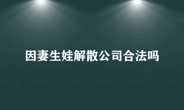 因妻生娃解散公司合法吗