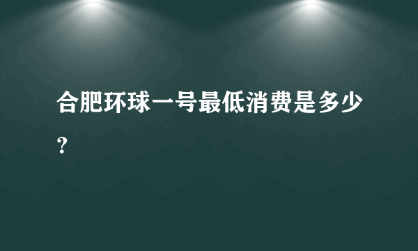 合肥环球一号最低消费是多少？