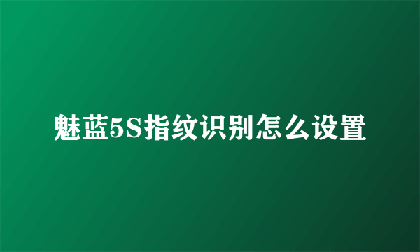 魅蓝5S指纹识别怎么设置