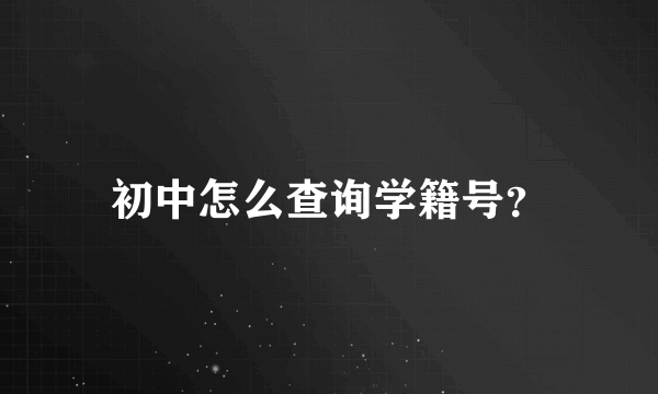 初中怎么查询学籍号？