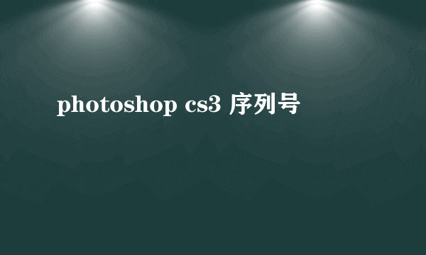 photoshop cs3 序列号